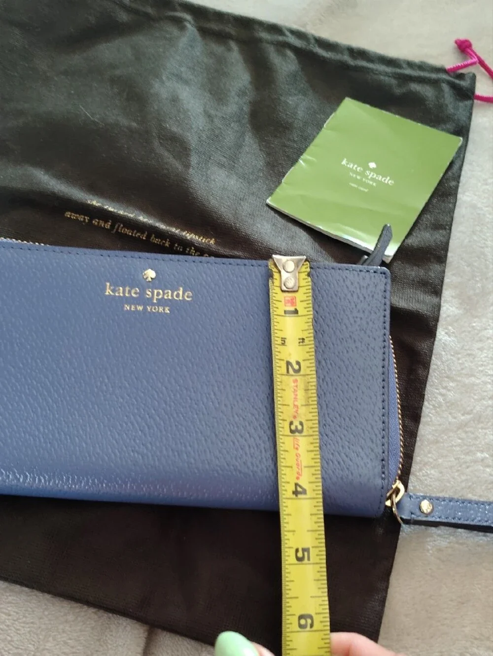 kate spade Lavender Blue Leather Zip Wallet with Wristlet